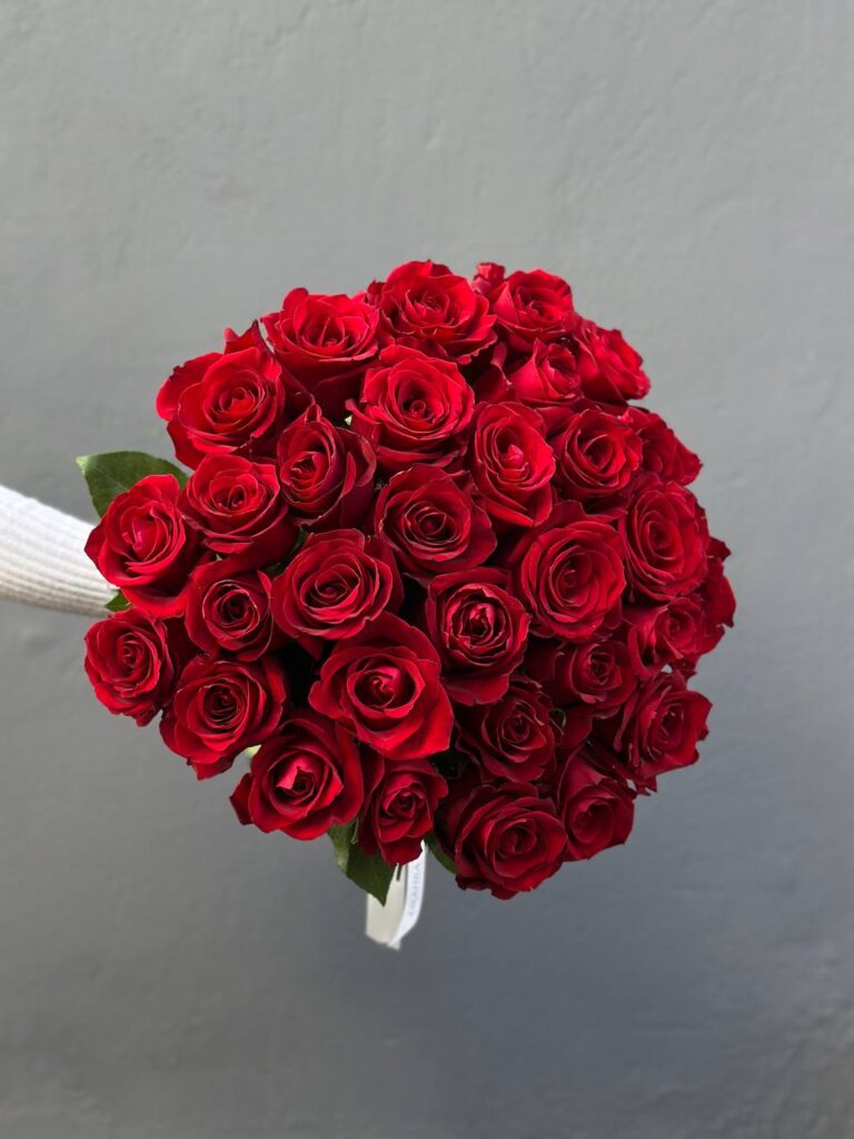 Букет красных роз 25 штук