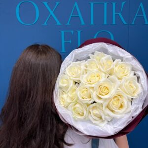 Букет роз белых 15 штук