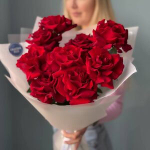 Букет 9 красных "Французских" роз