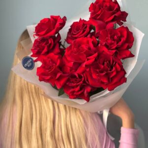 Букет 9 красных "Французских" роз