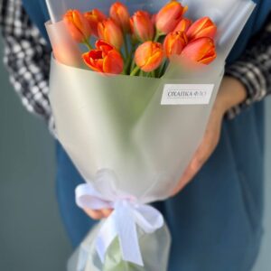 тюльпан оранжево - желтый букет