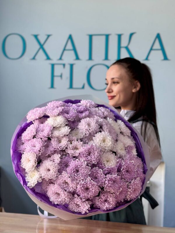Хризантема фиолетовая букет