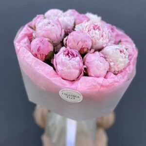 Пионы розовые 15 штук букет