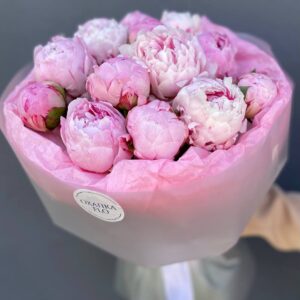 Пионы розовые 15 штук букет