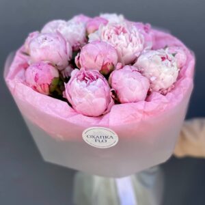Пионы розовые 15 штук букет