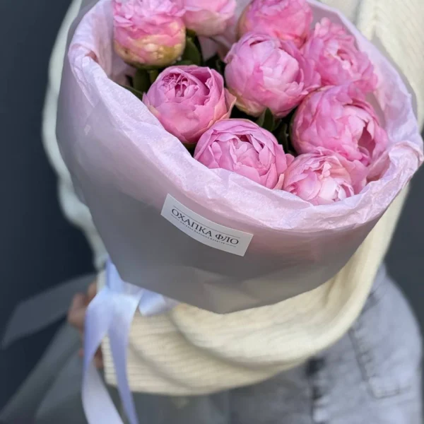 Пионы розовые 9 штук Диннер Плате