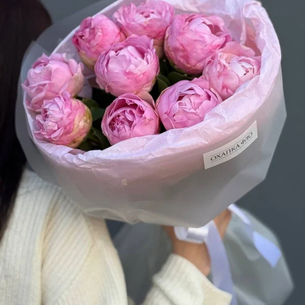 Пионы розовые 9 штук Диннер Плате