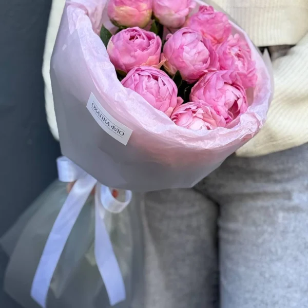 Пионы розовые 9 штук Диннер Плате
