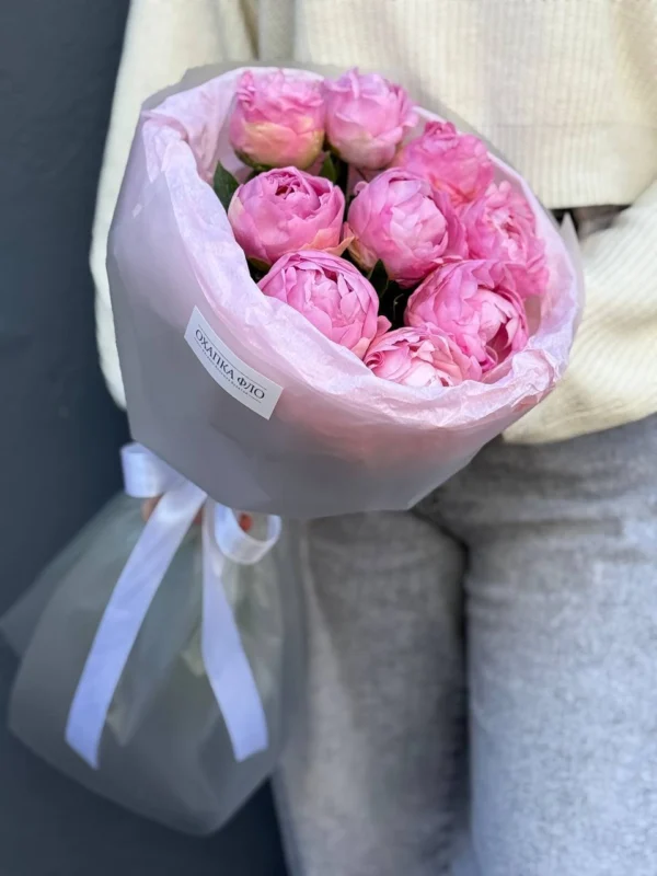 Пионы розовые 9 штук Диннер Плате