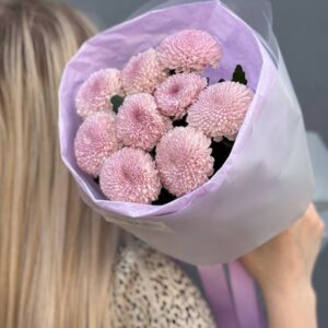Букет из 9 розовых хризантем