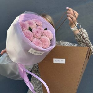 Букет из 9 розовых хризантем