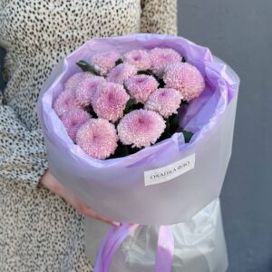 Букет из 15 розовых хризантем