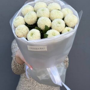 Букет из 15 белых хризантем