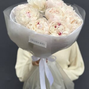 Букет белых пионов Фестива, 9 штук.