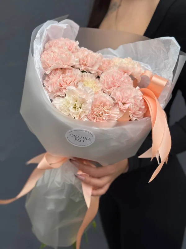 Букет диантусов, 15шт, пудровых