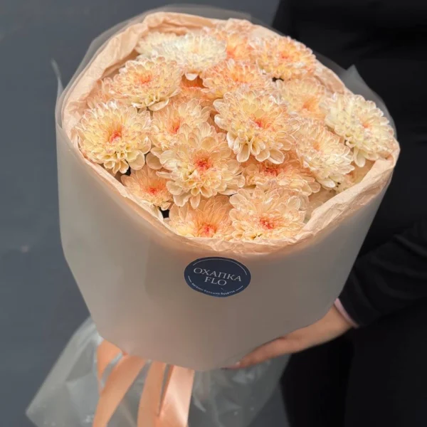 Букет хризантем, 5шт, персиковых