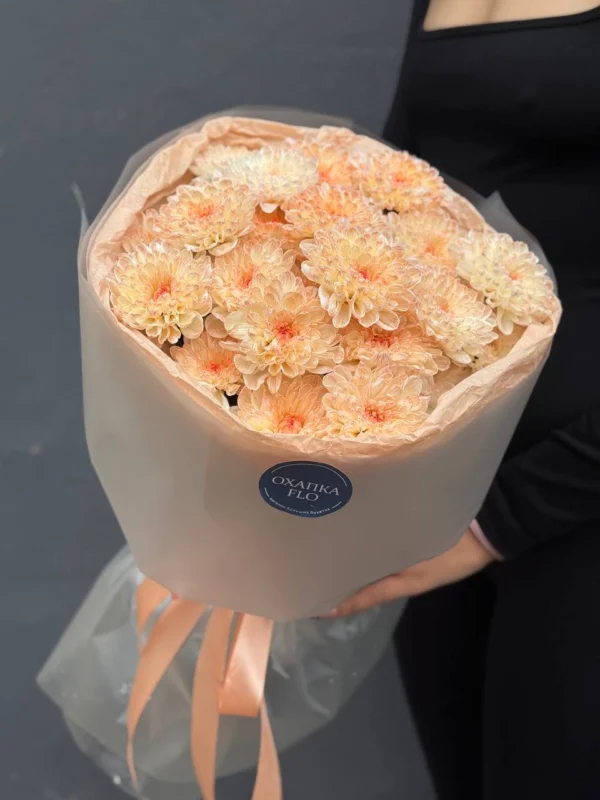Букет хризантем, 5шт, персиковых