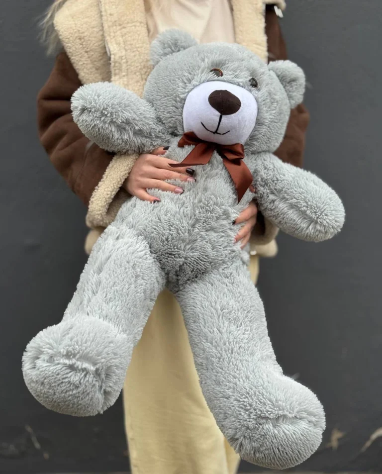 Мишка плюшевый серый, 80см