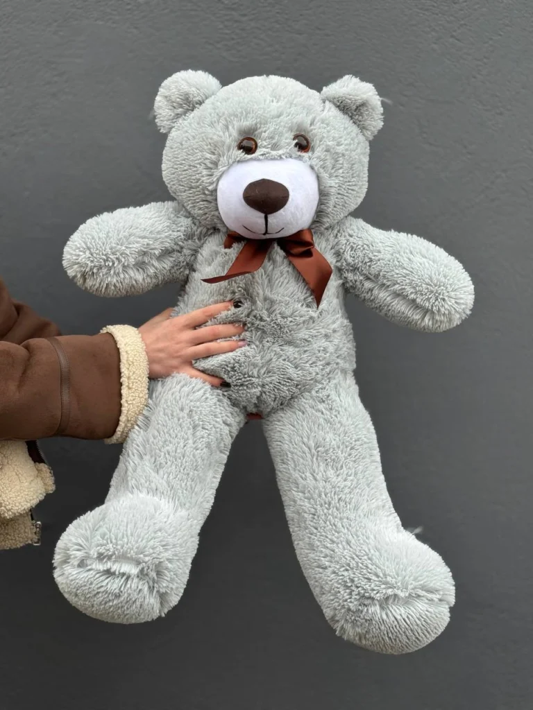 Мишка плюшевый серый, 80см