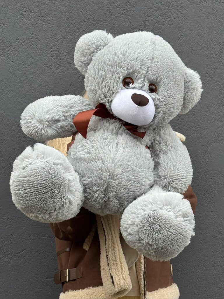 Мишка плюшевый серый, 60см