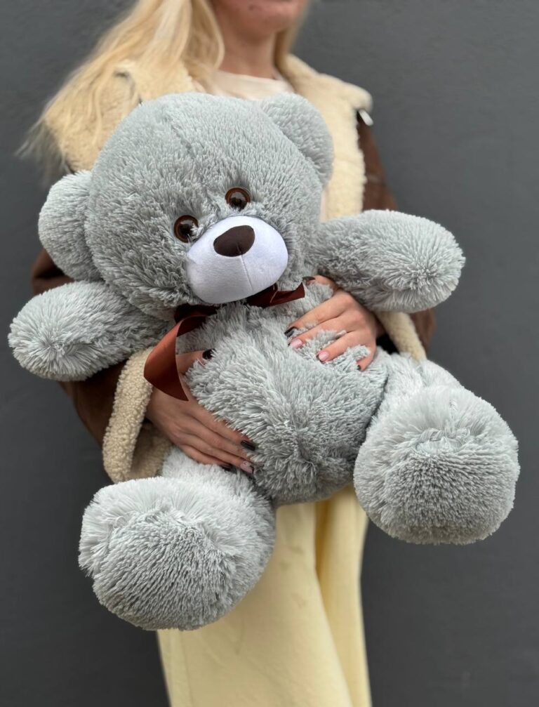 Мишка плюшевый серый, 60см