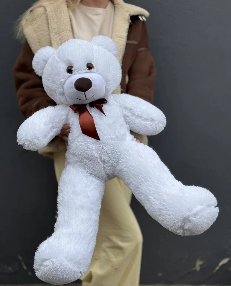 Мишка плюшевый белый, 80см
