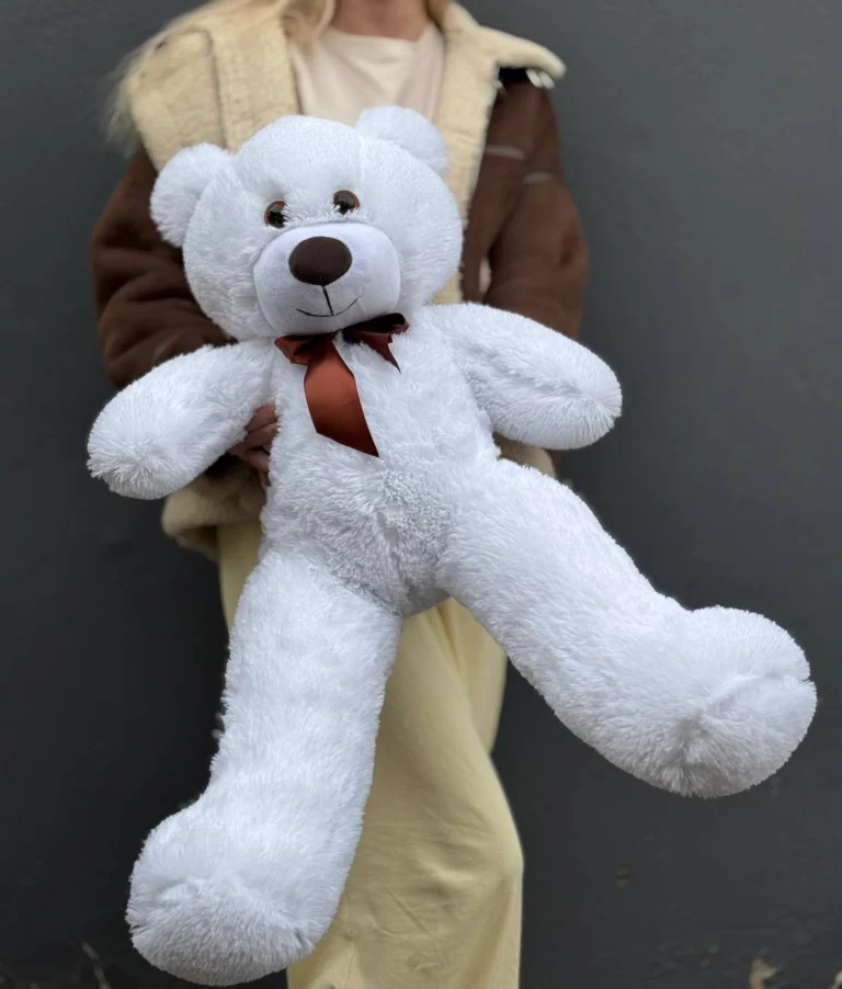 Мишка плюшевый белый, 80см