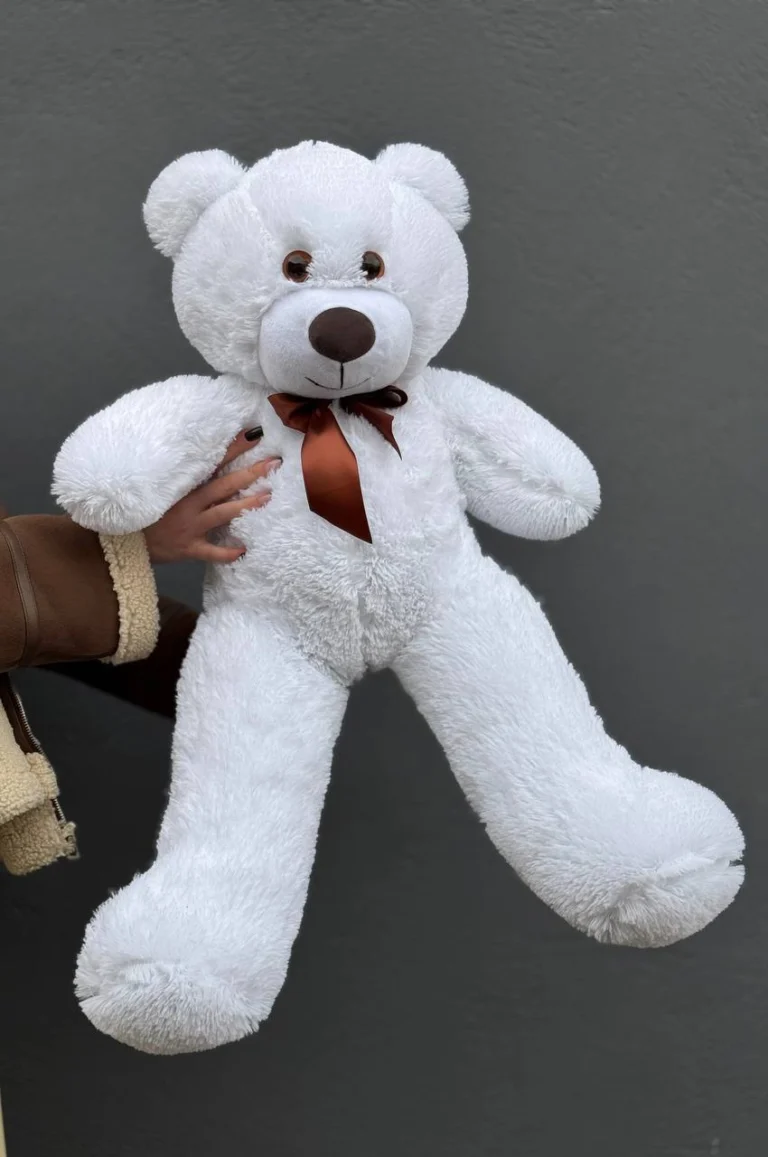 Мишка плюшевый белый, 80см