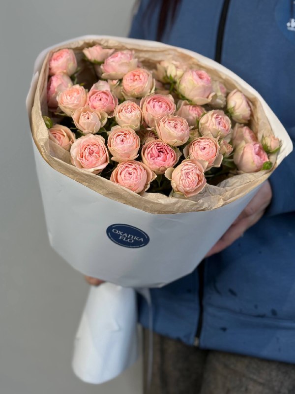 Букет кустовых роз пионовидных нежно-розовых 7 штук №4.