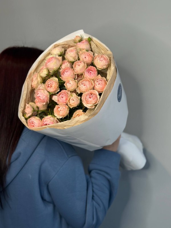 Букет кустовых роз пионовидных нежно-розовых 7 штук №4.