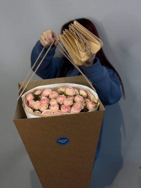 Букет кустовых роз пионовидных нежно-розовых 7 штук №4.