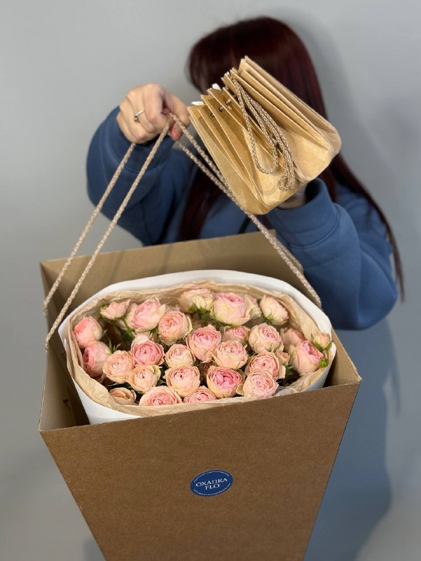 Букет кустовых роз пионовидных нежно-розовых 7 штук №4.