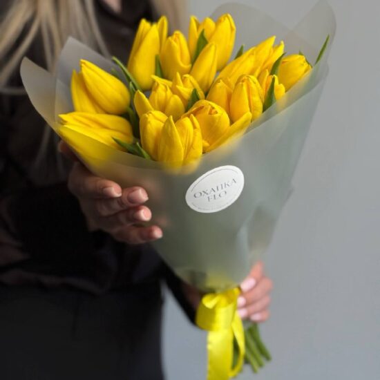 Букет тюльпанов желтых, 19 шт