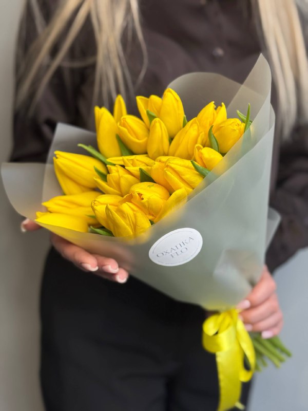 Букет тюльпанов желтых, 19 шт