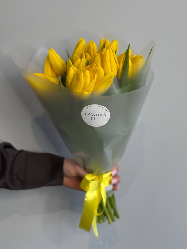 Букет тюльпанов желтых, 19 шт