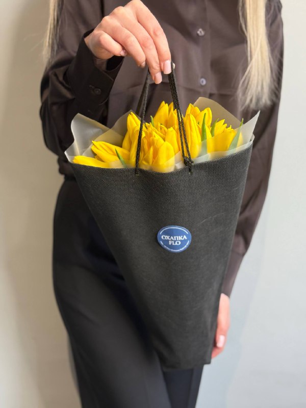 Букет тюльпанов желтых, 19 шт