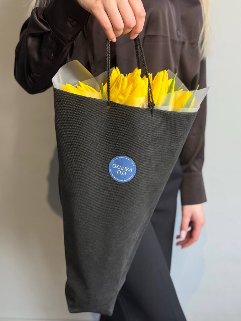 Букет тюльпанов желтых, 19 шт