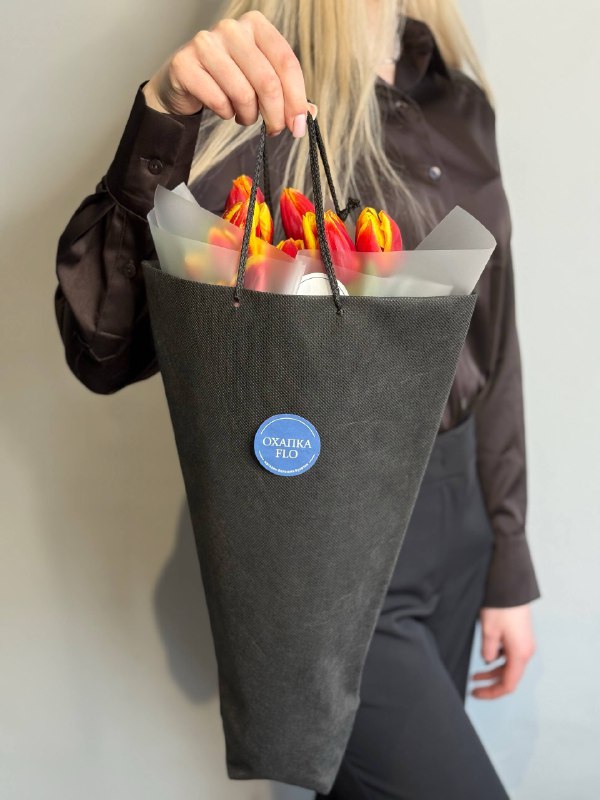 Букет тюльпанов красно-желтых, 9шт