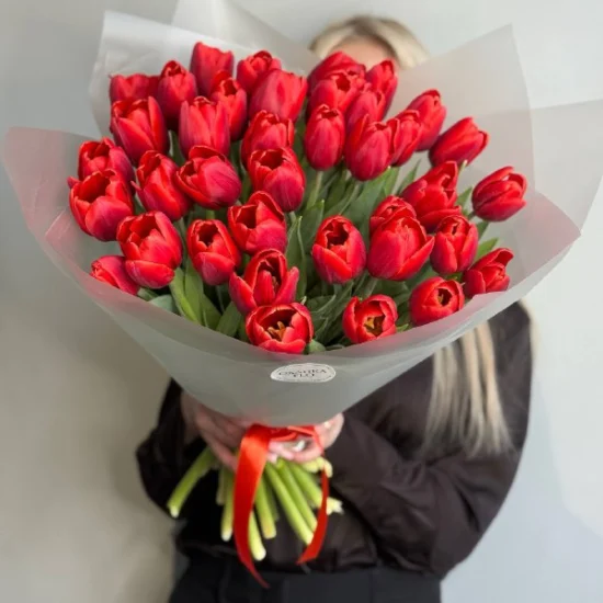 Букет тюльпанов красных, 39шт