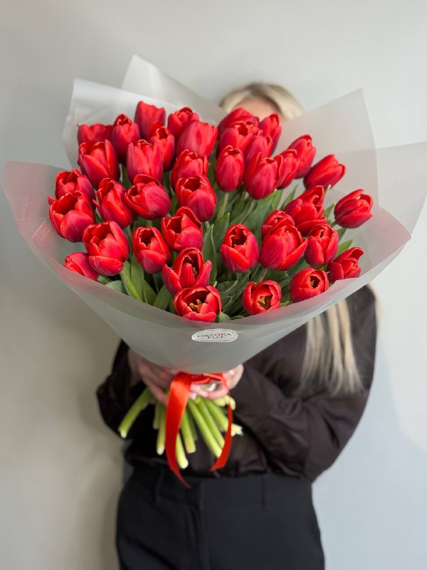 Букет тюльпанов красных, 39шт