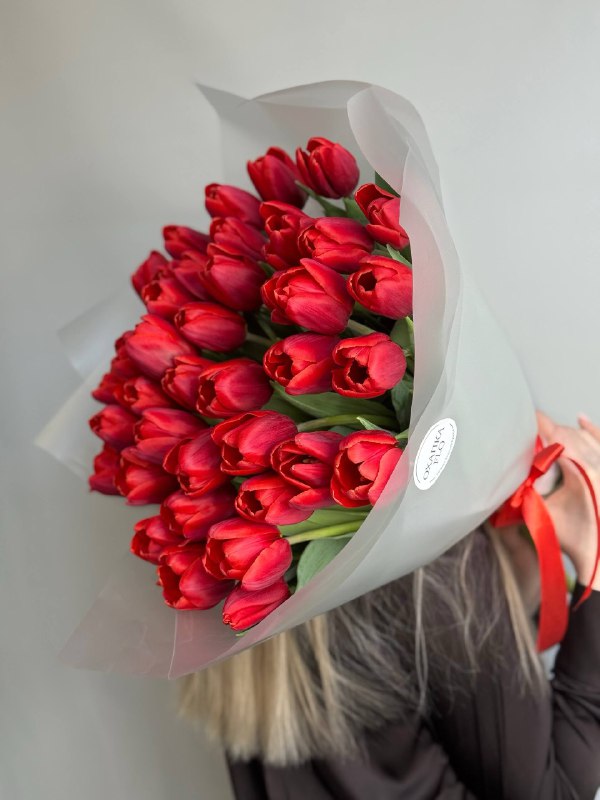 Букет тюльпанов красных, 39шт