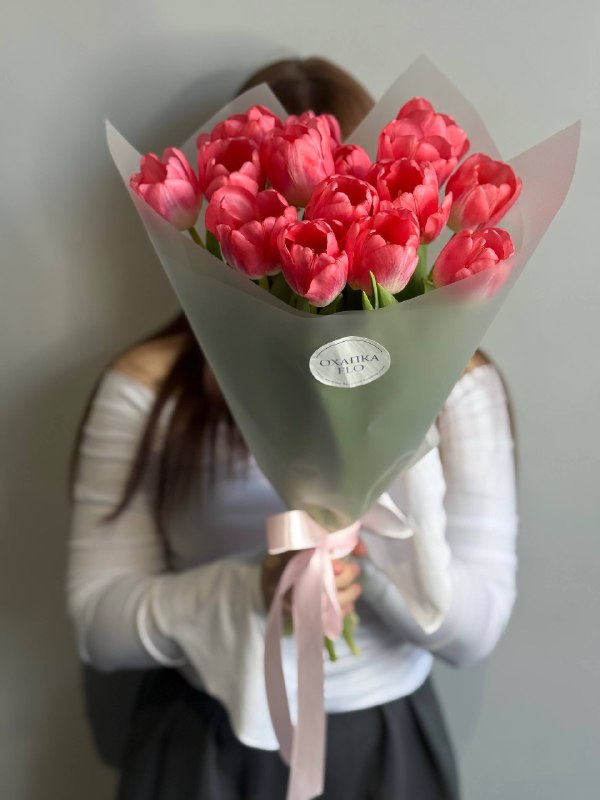Букет тюльпанов розовых, 15 шт