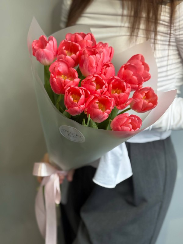 Букет тюльпанов розовых, 15 шт