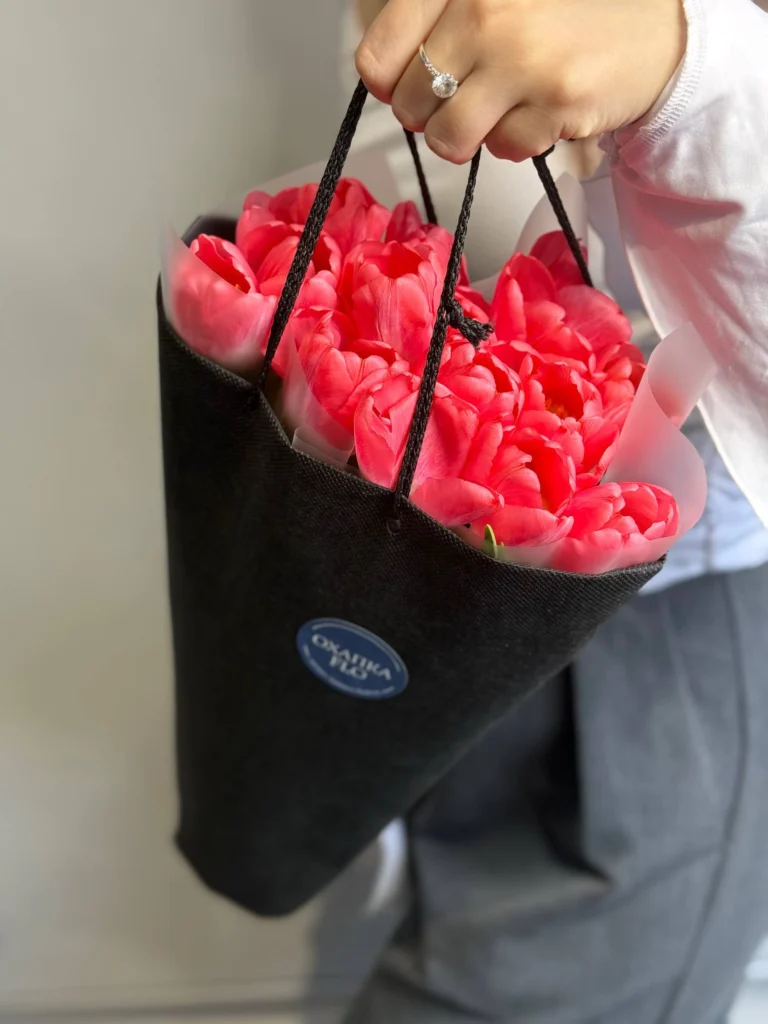 Букет тюльпанов розовых, 15 шт