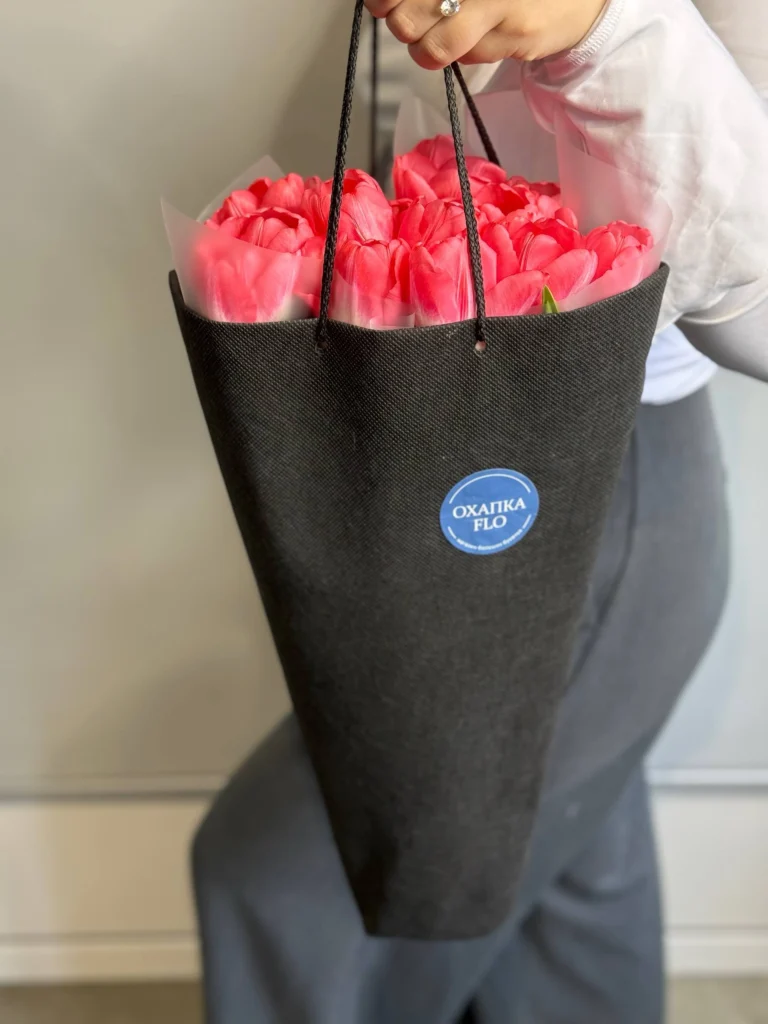 Букет тюльпанов розовых, 15 шт