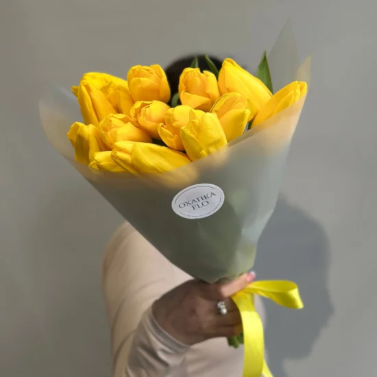 Букет тюльпанов желтых сортовых, 15 шт