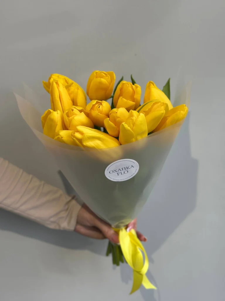 Букет тюльпанов желтых сортовых, 15 шт