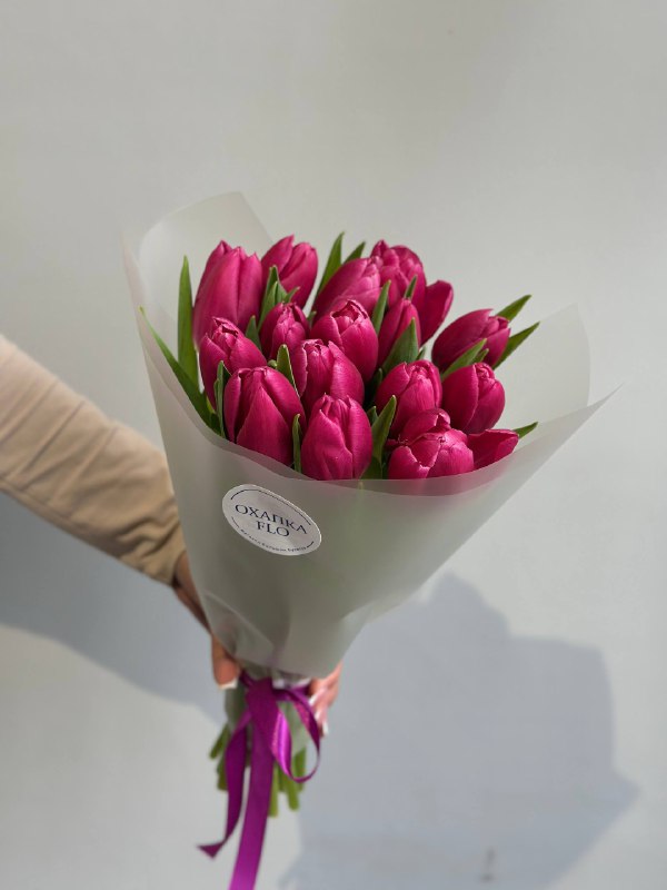 Букет сиренево-розовых тюльпанов сортовых, 15 шт