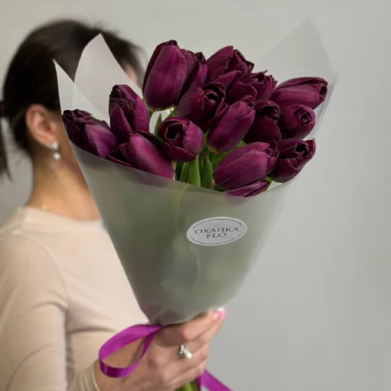 Букет фиолетовых тюльпанов сортовых, 15 шт
