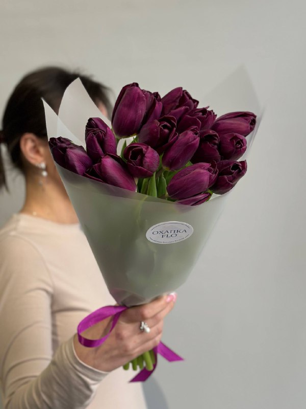 Букет фиолетовых тюльпанов сортовых, 15 шт